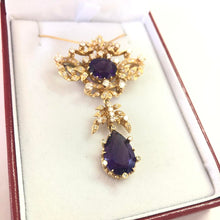 Load image into Gallery viewer, Amethyst &amp; Diamond Brooch Necklace FINE JEWELRY