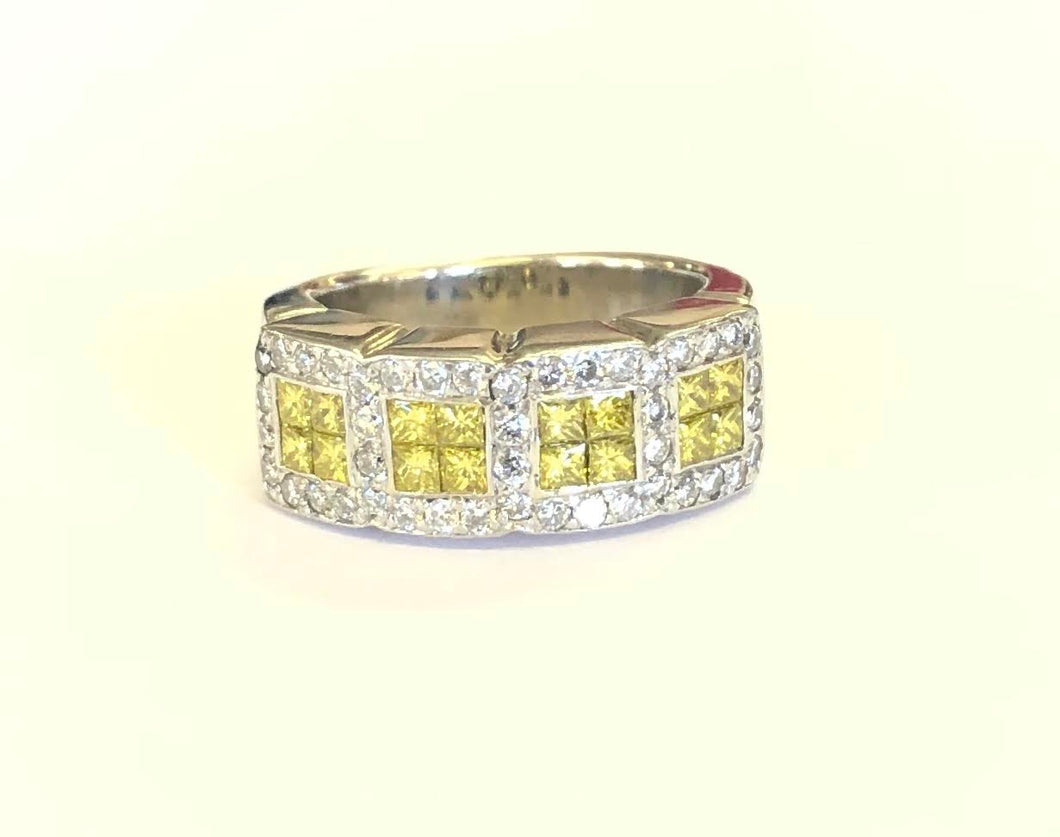 Yellow & White Diamond Ring 18k FINE JEWELRY