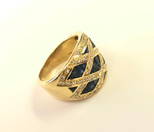Sapphire & Diamond Ring 18k FINE JEWELRY