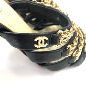 CHANEL 16P Quilted Heels With Chain Deatil